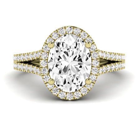 Silene Moissanite Matching Band Only ( Engagement Ring Not Included) For Ring With Oval Center yellowgold