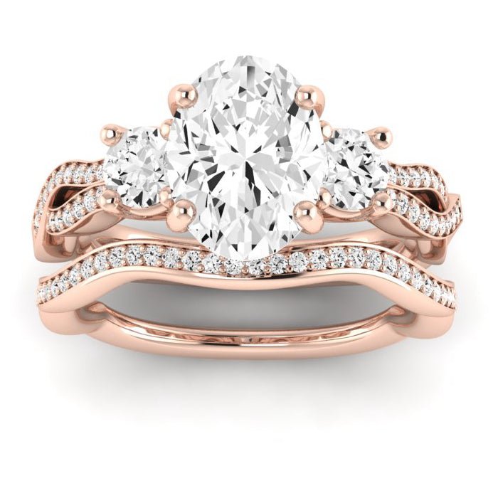 Bottlebrush Moissanite Matching Band Only (does Not Include Engagement Ring) For Ring With Oval Center rosegold