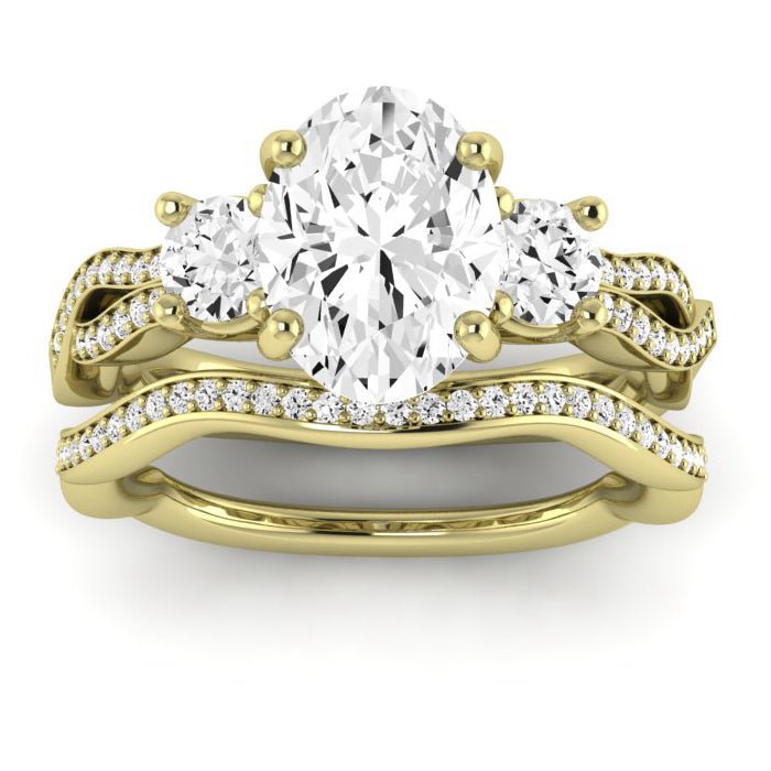 Bottlebrush Moissanite Matching Band Only (does Not Include Engagement Ring) For Ring With Oval Center yellowgold