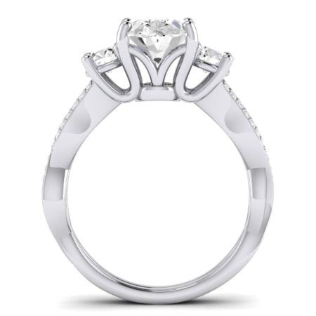 Bottlebrush Moissanite Matching Band Only (does Not Include Engagement Ring) For Ring With Oval Center whitegold