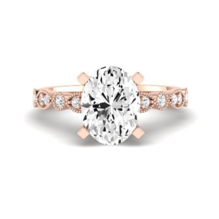 Marigold Moissanite Matching Band Only (does Not Include Engagement Ring) For Ring With Oval Center rosegold