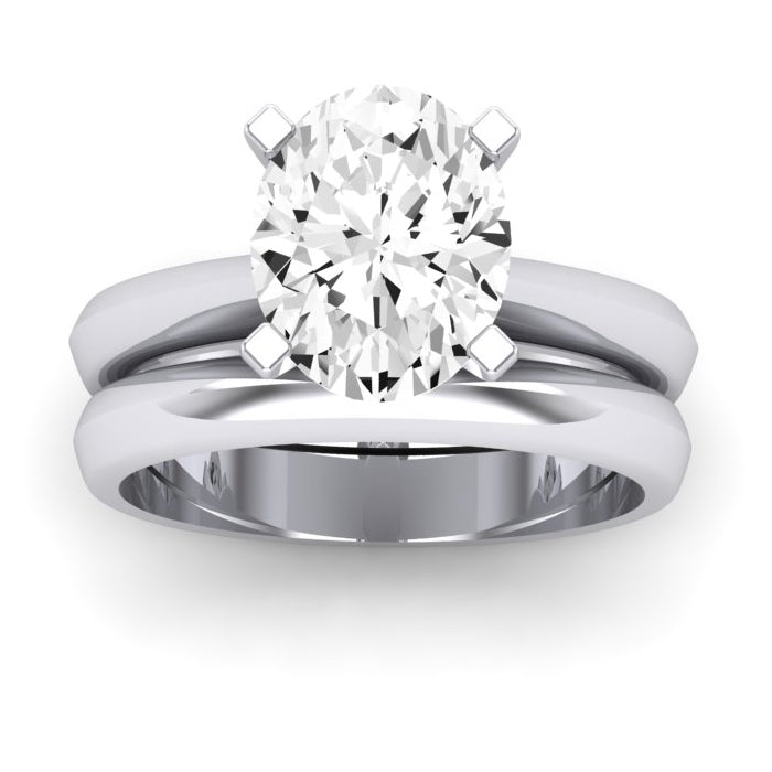 Senna Moissanite Matching Band Only ( Engagement Ring Not Included) For Ring With Oval Center whitegold