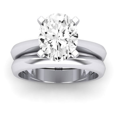 Senna Moissanite Matching Band Only ( Engagement Ring Not Included) For Ring With Oval Center whitegold