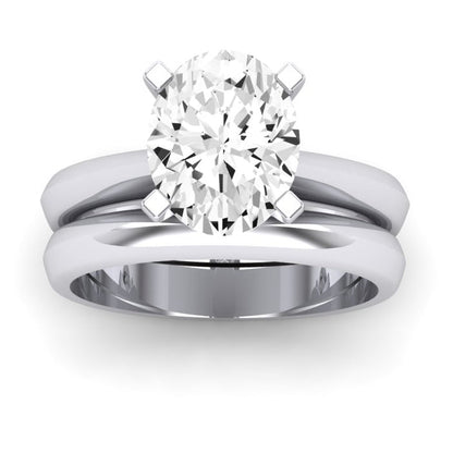 Senna Moissanite Matching Band Only ( Engagement Ring Not Included) For Ring With Oval Center whitegold