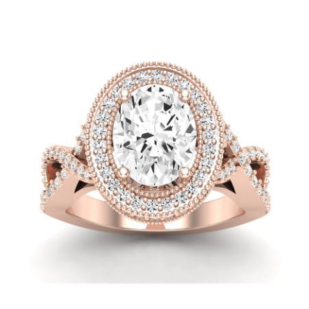 Clover Moissanite Matching Band Only ( Engagement Ring Not Included)  For Ring With Oval Center rosegold