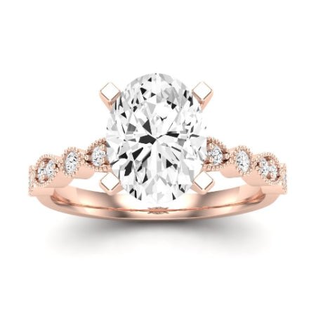 Marigold Moissanite Matching Band Only (does Not Include Engagement Ring) For Ring With Oval Center rosegold