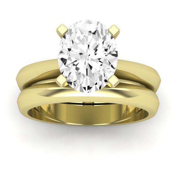 Senna Moissanite Matching Band Only ( Engagement Ring Not Included) For Ring With Oval Center yellowgold