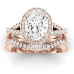 Moonflower Moissanite Matching Band Only ( Engagement Ring Not Included) For Ring With Oval Center rosegold