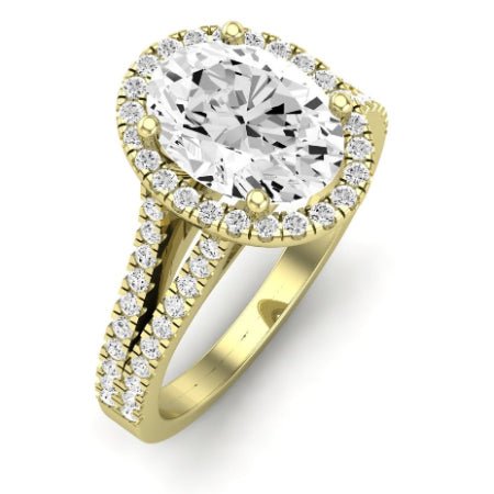 Silene Moissanite Matching Band Only ( Engagement Ring Not Included) For Ring With Oval Center yellowgold