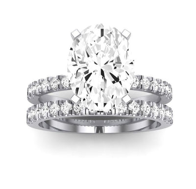 Dahlia Moissanite Matching Band Only (engagement Ring Not Included) For Ring With Oval Center whitegold