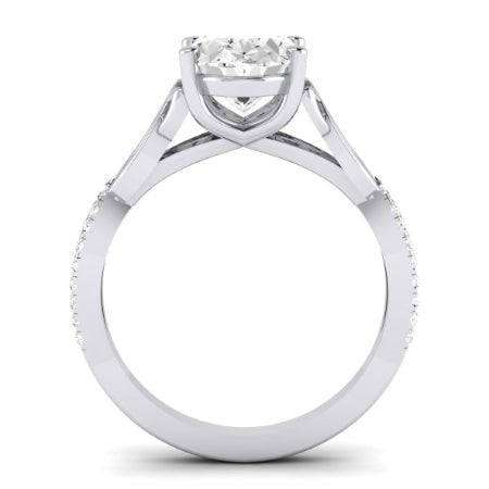 Pavonia Moissanite Matching Band Only (does Not Include Engagement Ring)  For Ring With Oval Center whitegold