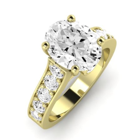 Calluna Moissanite Matching Band Only (does Not Include Engagement Ring) For Ring With Oval Center yellowgold