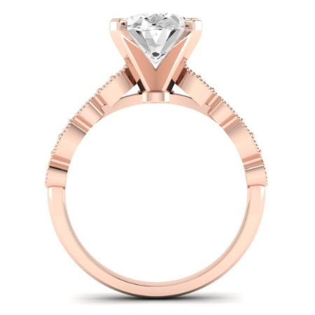 Marigold Moissanite Matching Band Only (does Not Include Engagement Ring) For Ring With Oval Center rosegold