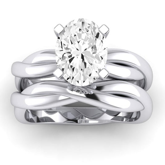 Baneberry Moissanite Matching Band Only (does Not Include Engagement Ring)  For Ring With Oval Center whitegold