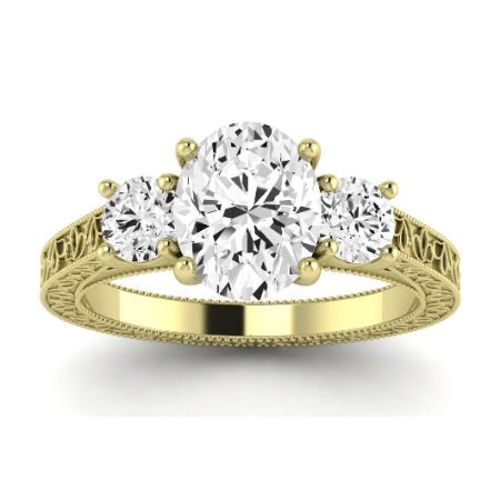 Belladonna Moissanite Matching Band Only (does Not Include Engagement Ring) For Ring With Oval Center yellowgold