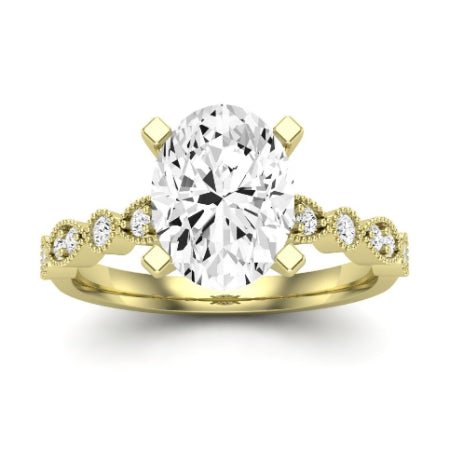 Marigold Moissanite Matching Band Only (does Not Include Engagement Ring) For Ring With Oval Center yellowgold