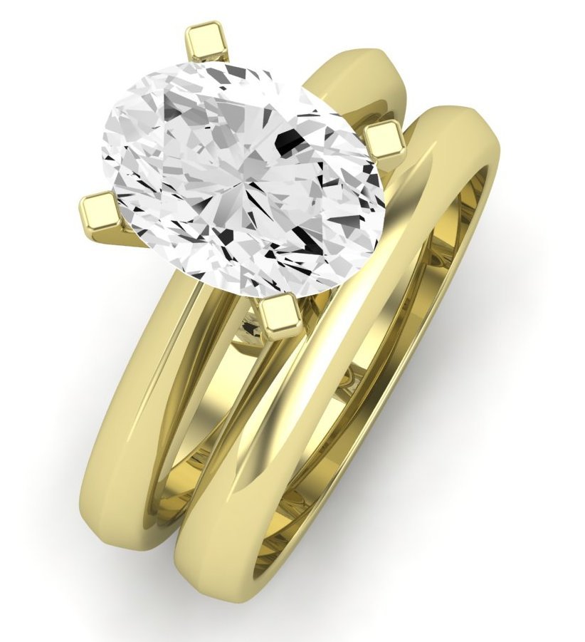 Senna Moissanite Matching Band Only ( Engagement Ring Not Included) For Ring With Oval Center yellowgold