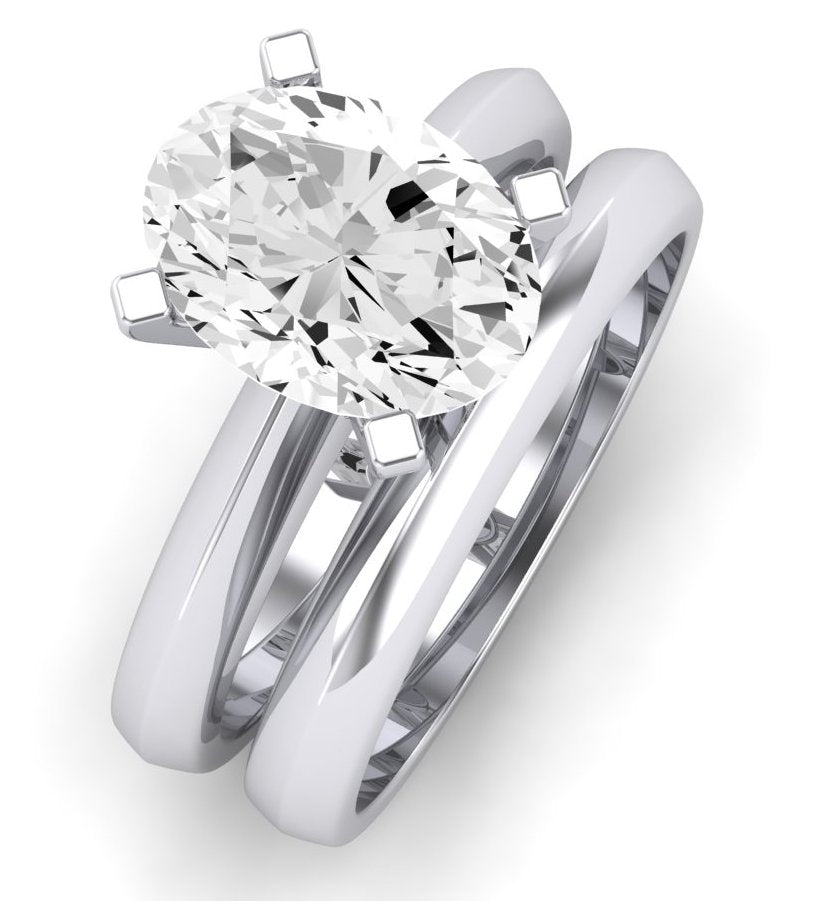 Senna Moissanite Matching Band Only ( Engagement Ring Not Included) For Ring With Oval Center whitegold