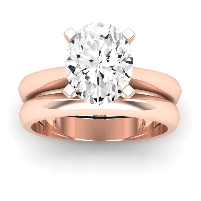 Senna Moissanite Matching Band Only ( Engagement Ring Not Included) For Ring With Oval Center rosegold