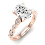 Marigold Moissanite Matching Band Only (does Not Include Engagement Ring) For Ring With Oval Center rosegold
