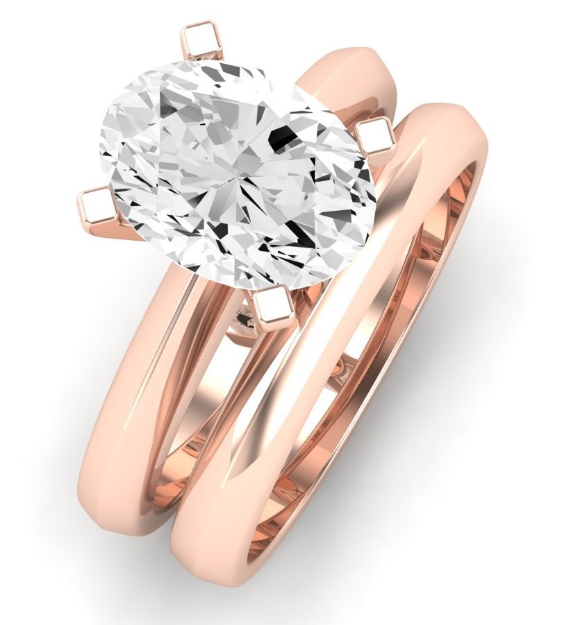 Senna Moissanite Matching Band Only ( Engagement Ring Not Included) For Ring With Oval Center rosegold