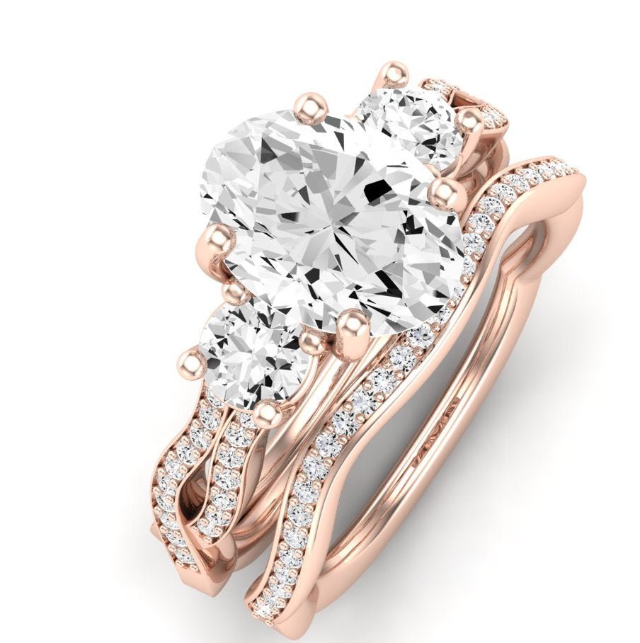 Bottlebrush Moissanite Matching Band Only (does Not Include Engagement Ring) For Ring With Oval Center rosegold