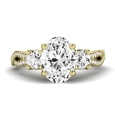 Bottlebrush Moissanite Matching Band Only (does Not Include Engagement Ring) For Ring With Oval Center yellowgold