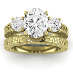 Belladonna Moissanite Matching Band Only (does Not Include Engagement Ring) For Ring With Oval Center yellowgold