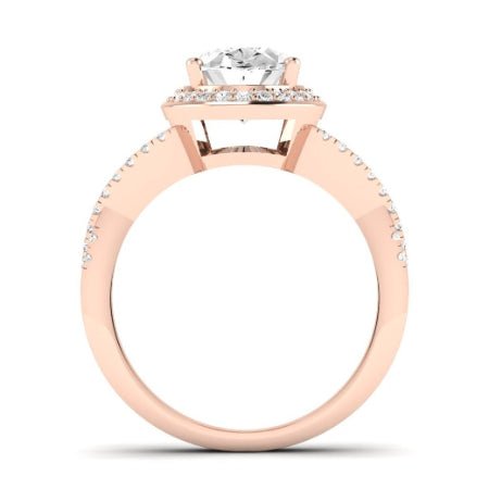 Moonflower Moissanite Matching Band Only ( Engagement Ring Not Included) For Ring With Oval Center rosegold