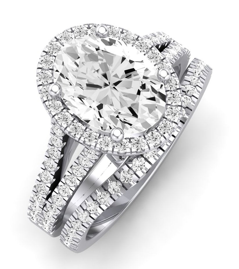 Silene Moissanite Matching Band Only ( Engagement Ring Not Included) For Ring With Oval Center whitegold