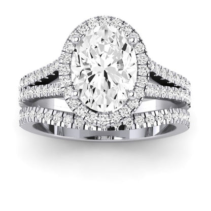 Silene Moissanite Matching Band Only ( Engagement Ring Not Included) For Ring With Oval Center whitegold