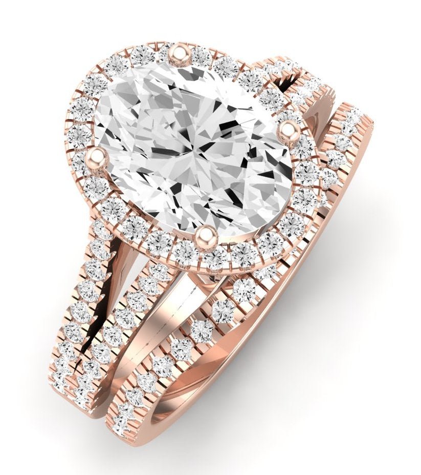 Silene Moissanite Matching Band Only ( Engagement Ring Not Included) For Ring With Oval Center rosegold