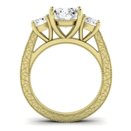 Belladonna Moissanite Matching Band Only (does Not Include Engagement Ring) For Ring With Oval Center yellowgold