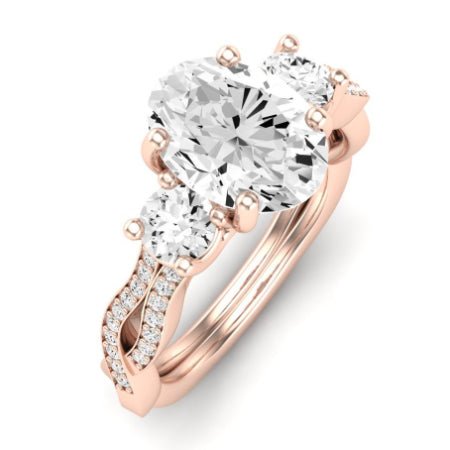 Bottlebrush Moissanite Matching Band Only (does Not Include Engagement Ring) For Ring With Oval Center rosegold