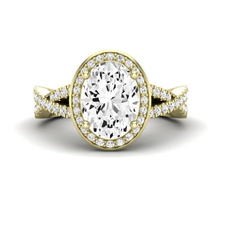 Moonflower Moissanite Matching Band Only ( Engagement Ring Not Included) For Ring With Oval Center yellowgold