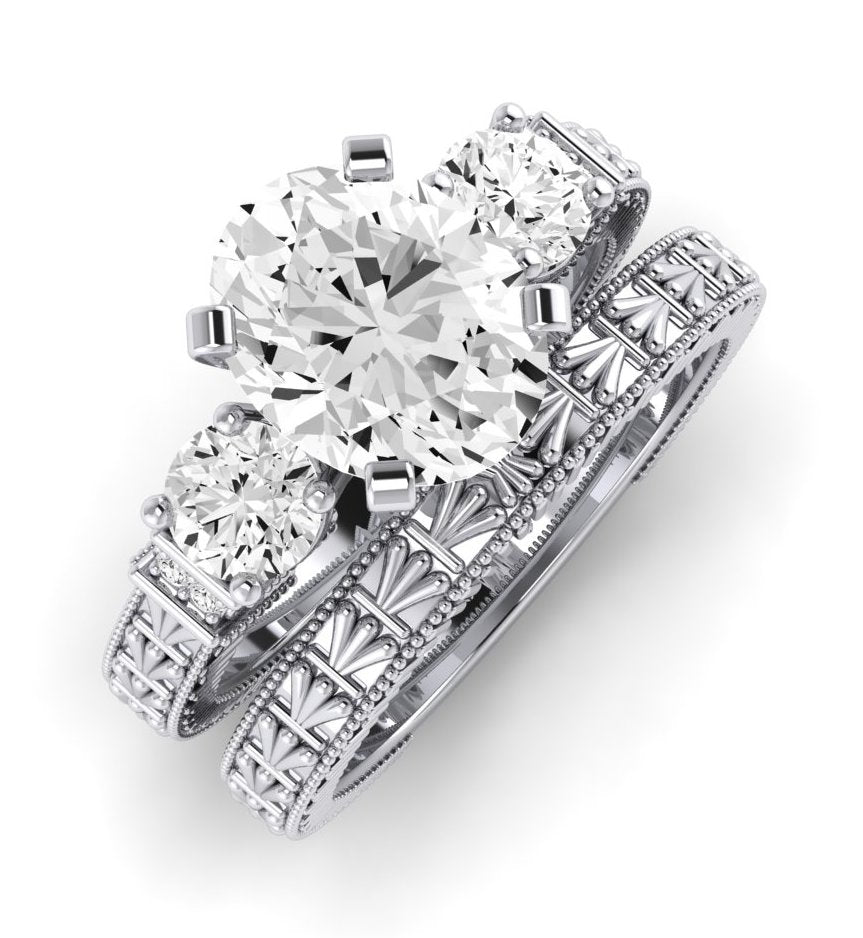 Angelonia Moissanite Matching Band Only (does Not Include Engagement Ring) For Ring With Oval Center whitegold