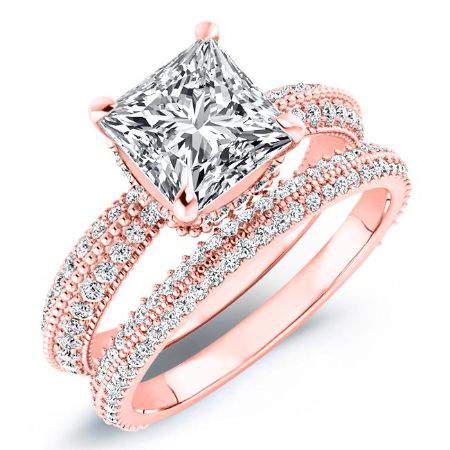 Oxalis Moissanite Matching Band Only (engagement Ring Not Included) For Ring With Princess Center rosegold