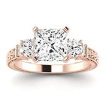 Angelonia Moissanite Matching Band Only (does Not Include Engagement Ring) For Ring With Princess Center rosegold