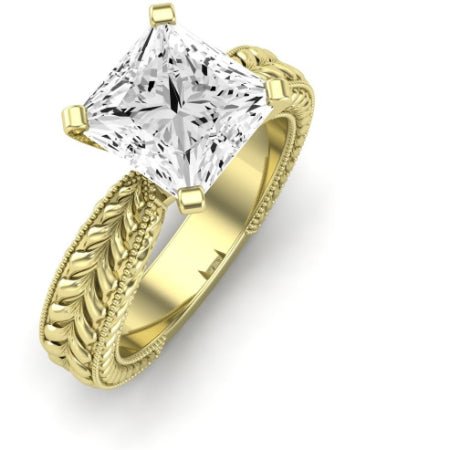 Azalea Moissanite Matching Band Only (does Not Include Engagement Ring) For Ring With Princess Center yellowgold