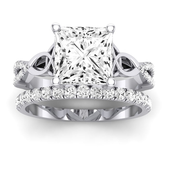 Pavonia Moissanite Matching Band Only (does Not Include Engagement Ring)  For Ring With Princess Center whitegold