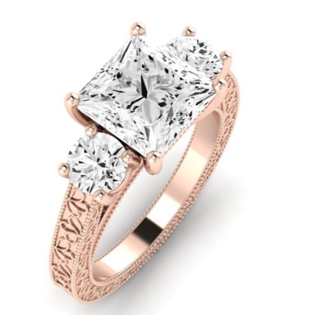 Belladonna Moissanite Matching Band Only (does Not Include Engagement Ring) For Ring With Princess Center rosegold