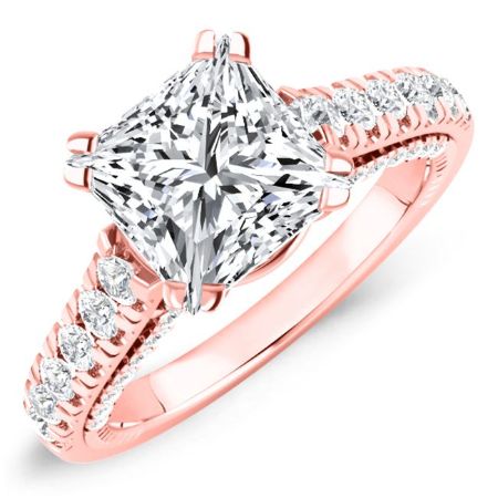 Nasrin Moissanite Matching Band Only (engagement Ring Not Included) For Ring With Princess Center rosegold