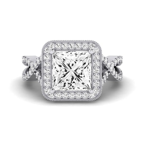 Clover Moissanite Matching Band Only ( Engagement Ring Not Included) For Ring With Princess Center whitegold