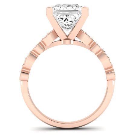 Marigold Moissanite Matching Band Only (does Not Include Engagement Ring) For Ring With Princess Center rosegold