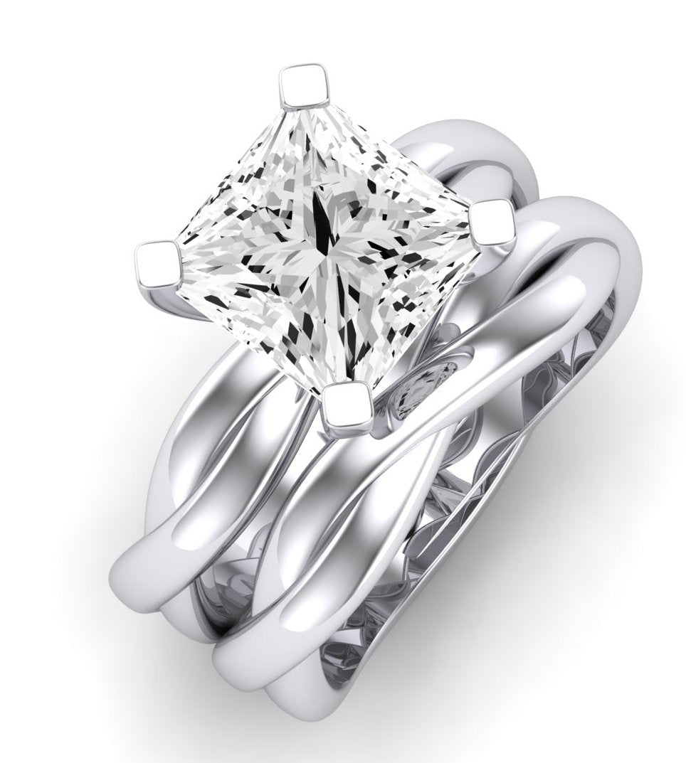 Baneberry Moissanite Matching Band Only (does Not Include Engagement Ring)  For Ring With Princess Center whitegold