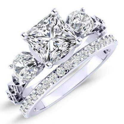 Calix Moissanite Matching Band Only (engagement Ring Not Included) For Ring With Princess Center whitegold