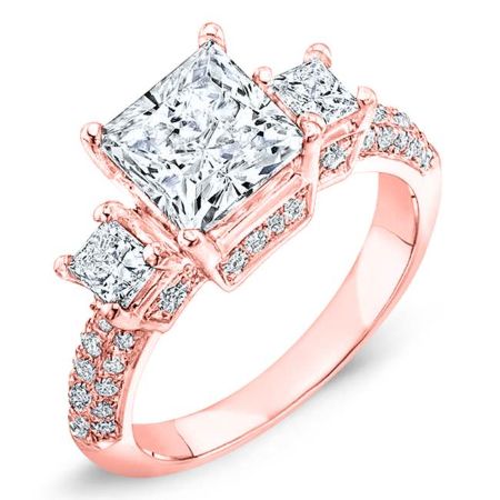 Daffodil Moissanite Matching Band Only (engagement Ring Not Included) For Ring With Princess Center rosegold