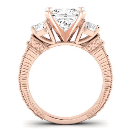 Angelonia Moissanite Matching Band Only (does Not Include Engagement Ring) For Ring With Princess Center rosegold