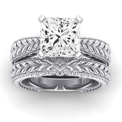 Azalea Moissanite Matching Band Only (does Not Include Engagement Ring) For Ring With Princess Center whitegold