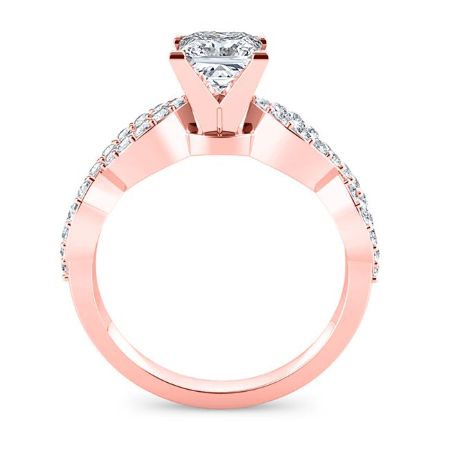 Camellia Moissanite Matching Band Only (engagement Ring Not Included) For Ring With Princess Center rosegold